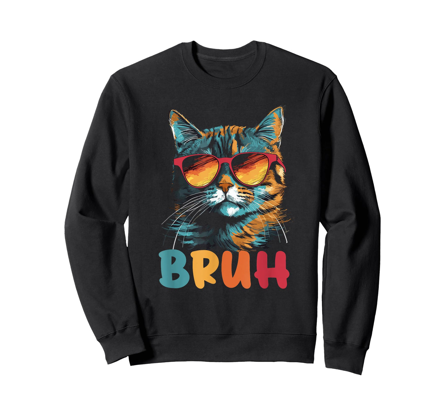 Funny Meme Saying Bruh with Cat Greetings Teens Boys Men T-Shirt