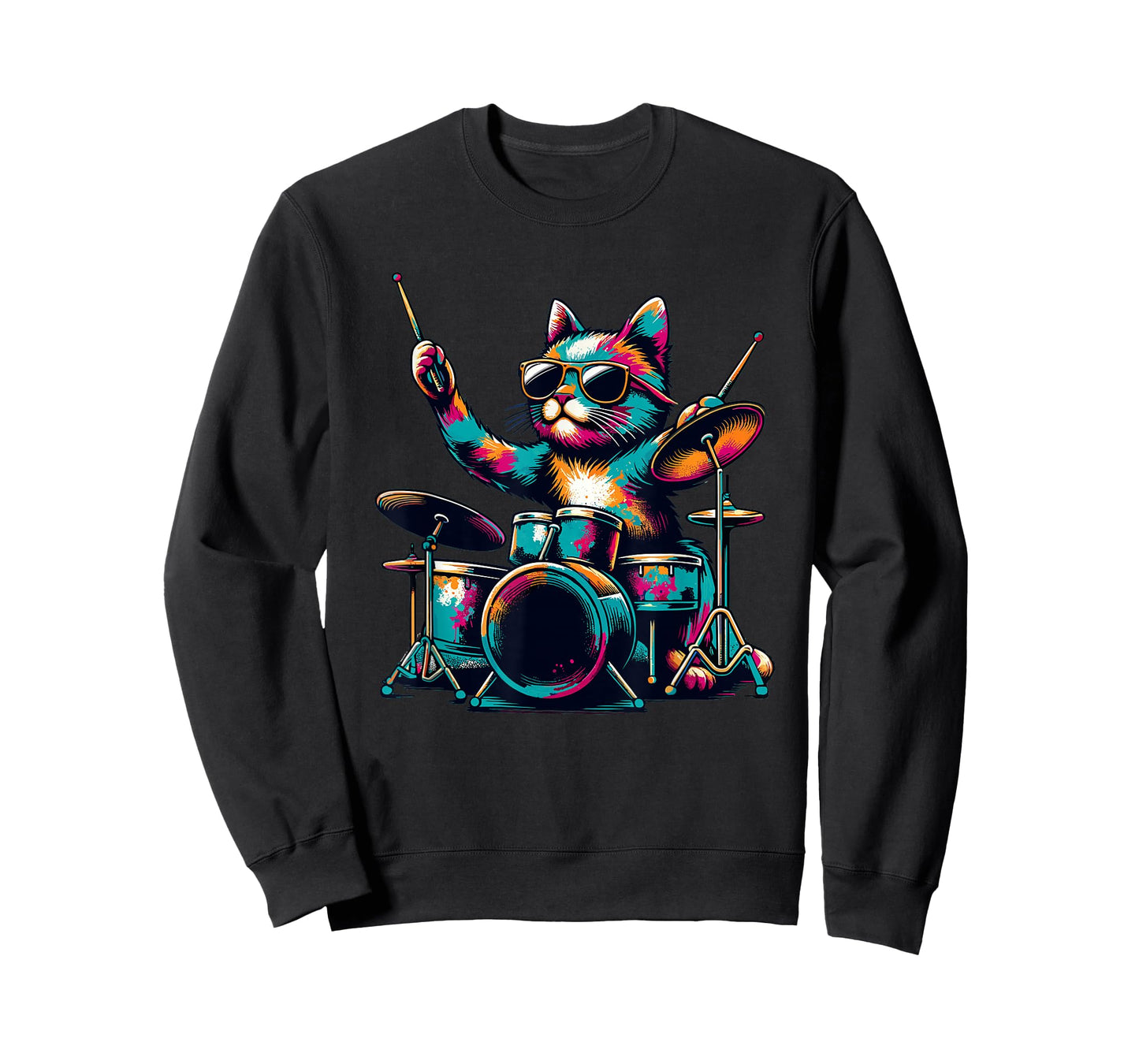 Cat Playing Drum Sunglasses Drummer Drumming Drummers T-Shirt