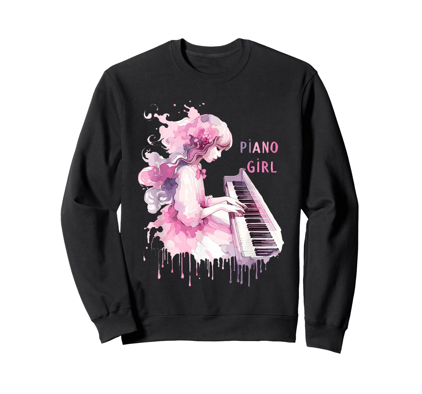 Cute Watercolor Piano Girl Pianist Keyboard Musician Music T-Shirt