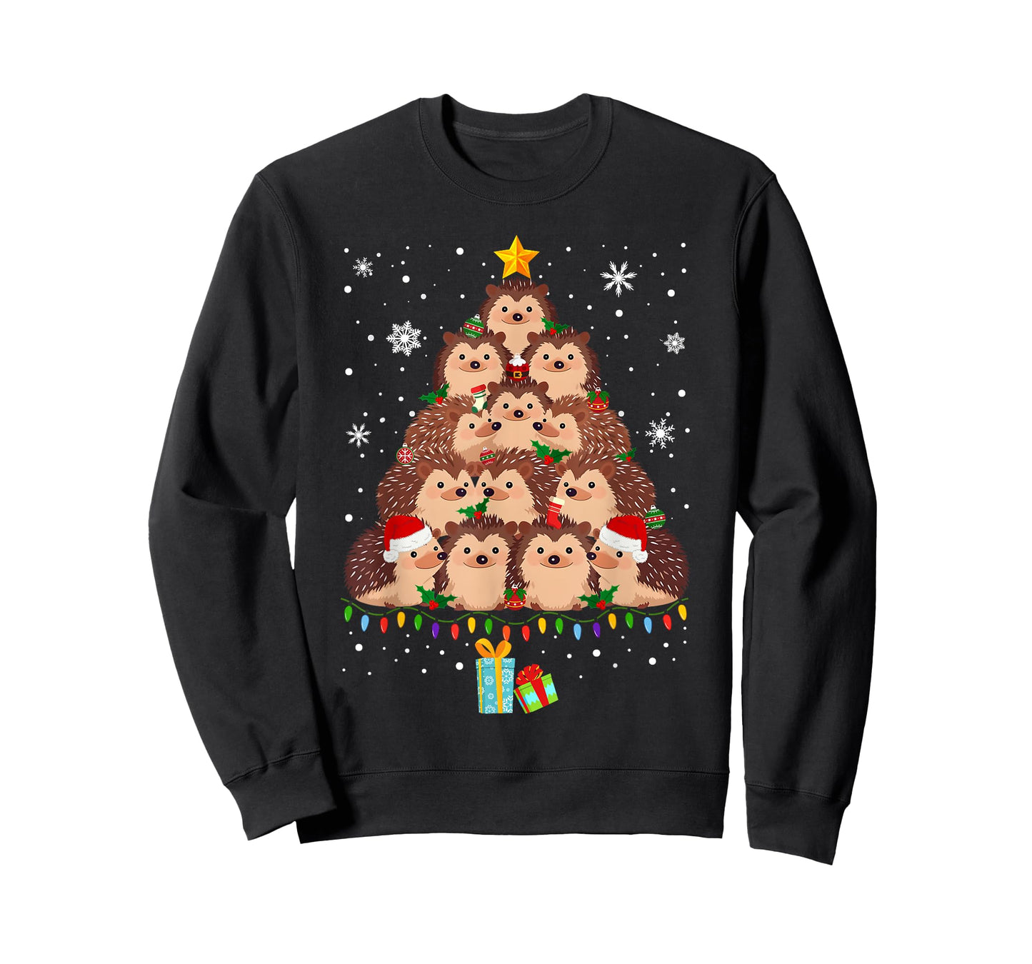 Cute Hedgehog Christmas Tree Funny Pajamas Xmas for Family T-Shirt