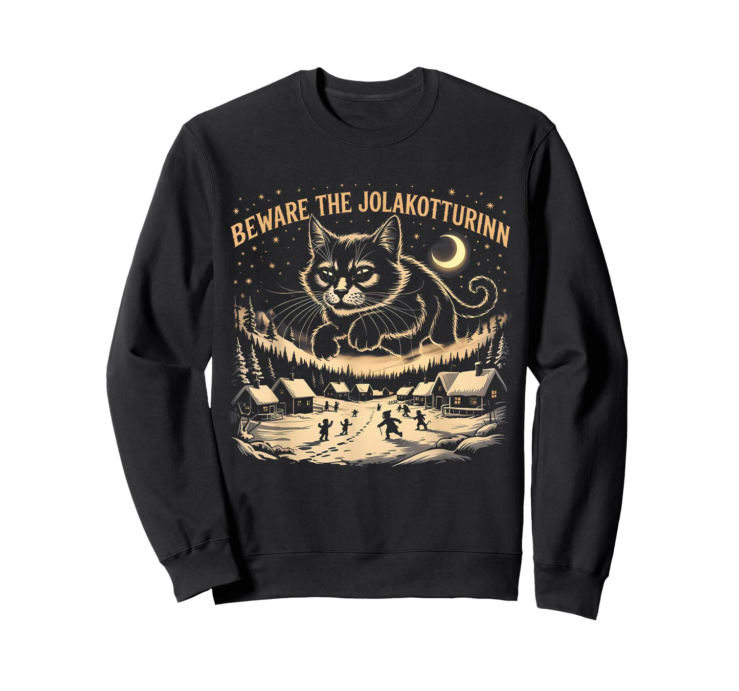 Creepmas Funny Yule Cat Beware The Jolakotturinn Dark Xmas T-Shirt