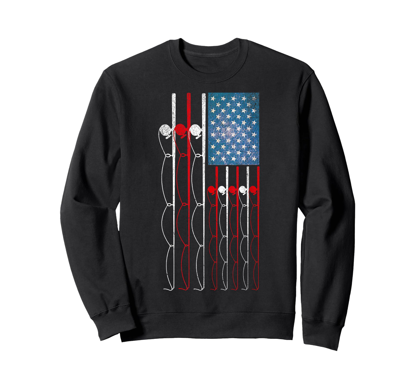 USA Flag Fishing Poles Patriotic Fisherman Flag Rod and Reel T-Shirt
