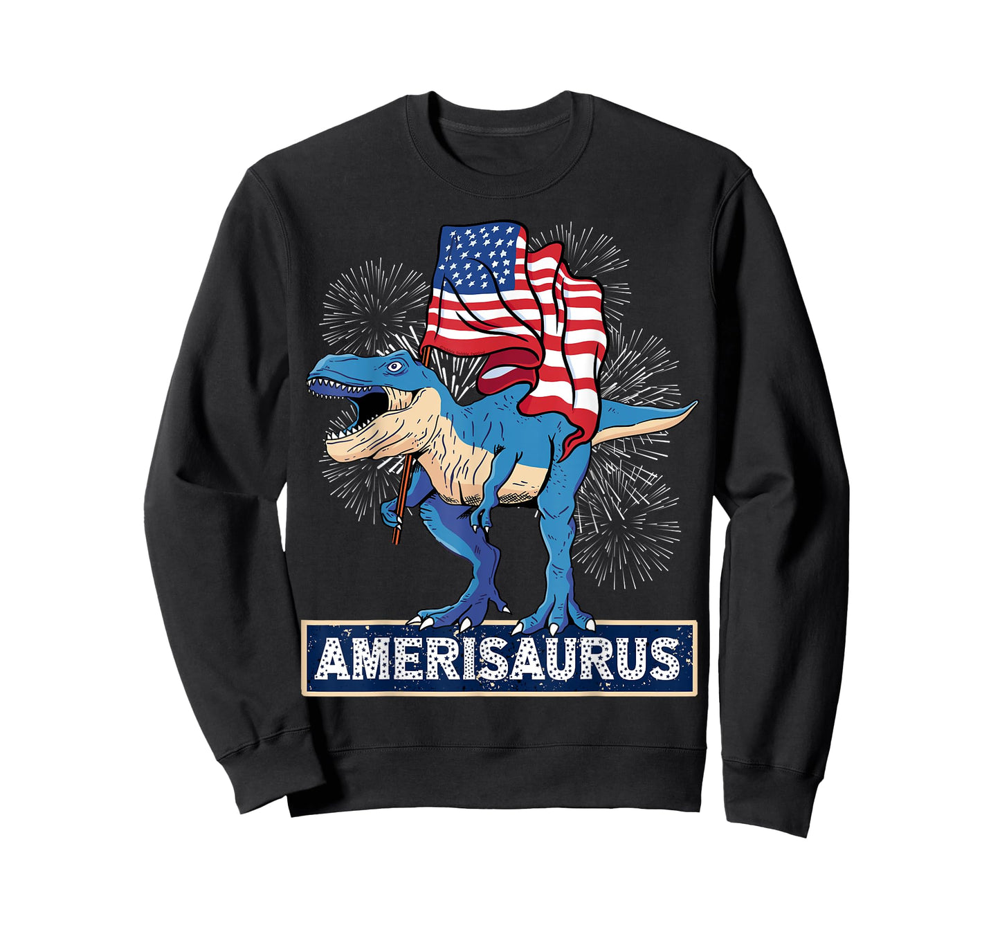 Patriotic AmeriSaurus USA Flag Boys Girls Kids 4th of July T-Shirt