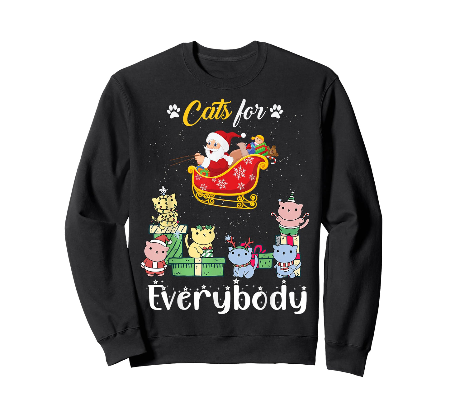 Cats For Everybody Santa Funny Christmas Pjs Xmas women T-Shirt