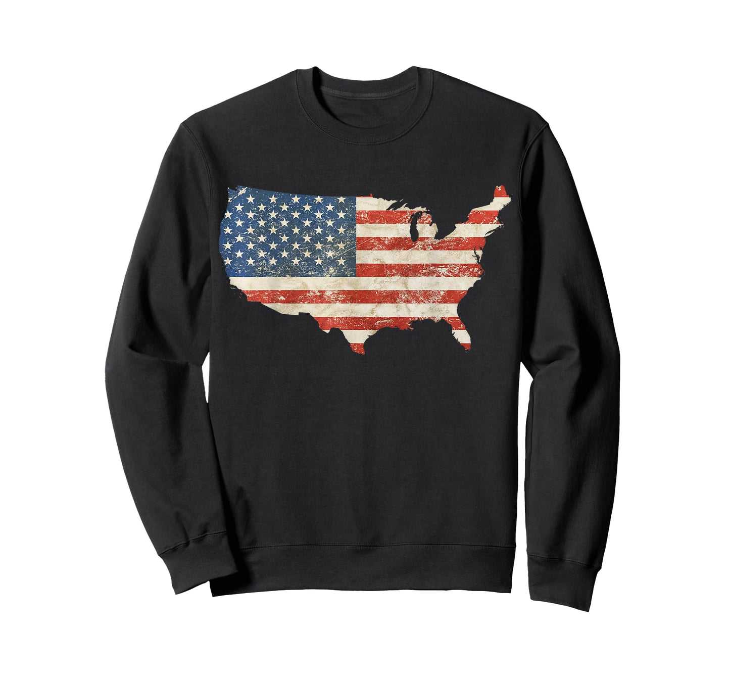 US Map Shaped Grunge Vintage Faded American Flag T-Shirt for Women Kids Men