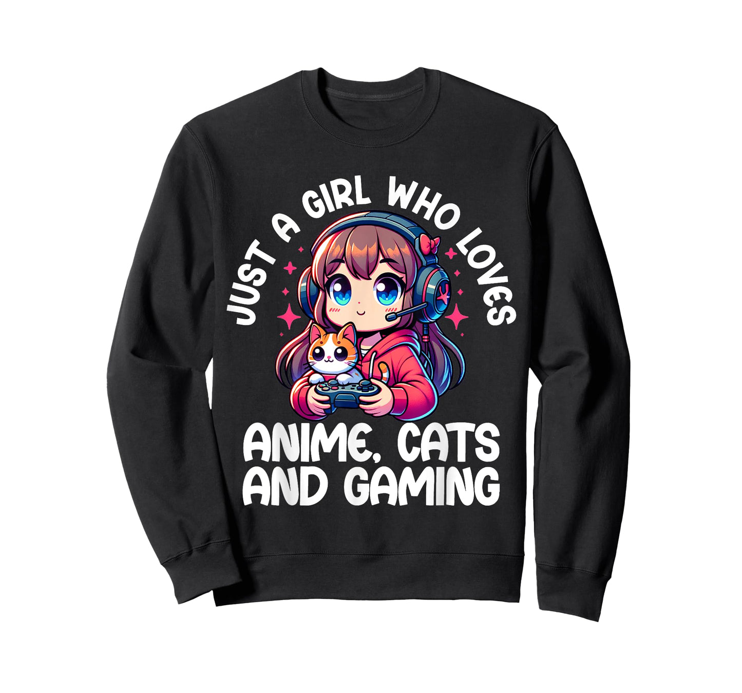 Just A Girl Who Loves Anime Cats And Gaming. Anime Cats T-Shirt