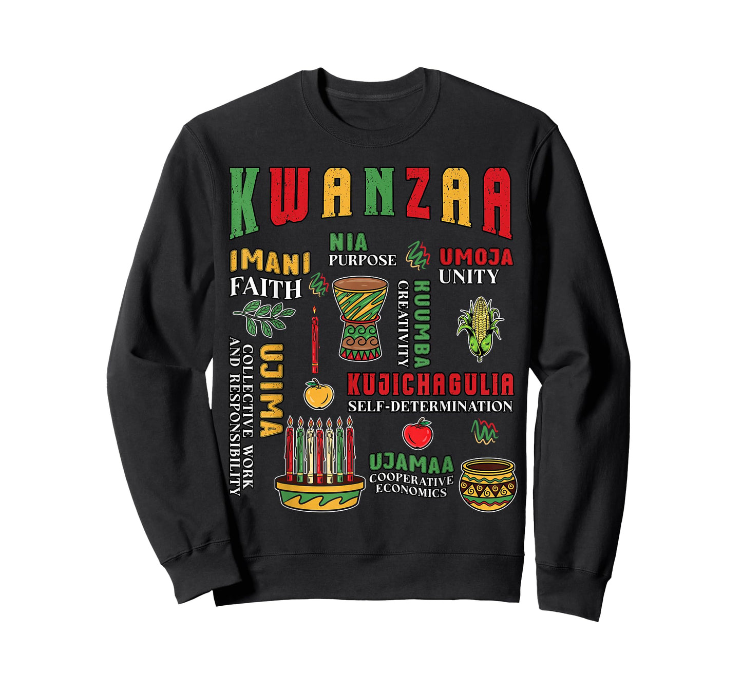 Happy Kwanzaa Drum Kinara Seven Candles African American T-Shirt