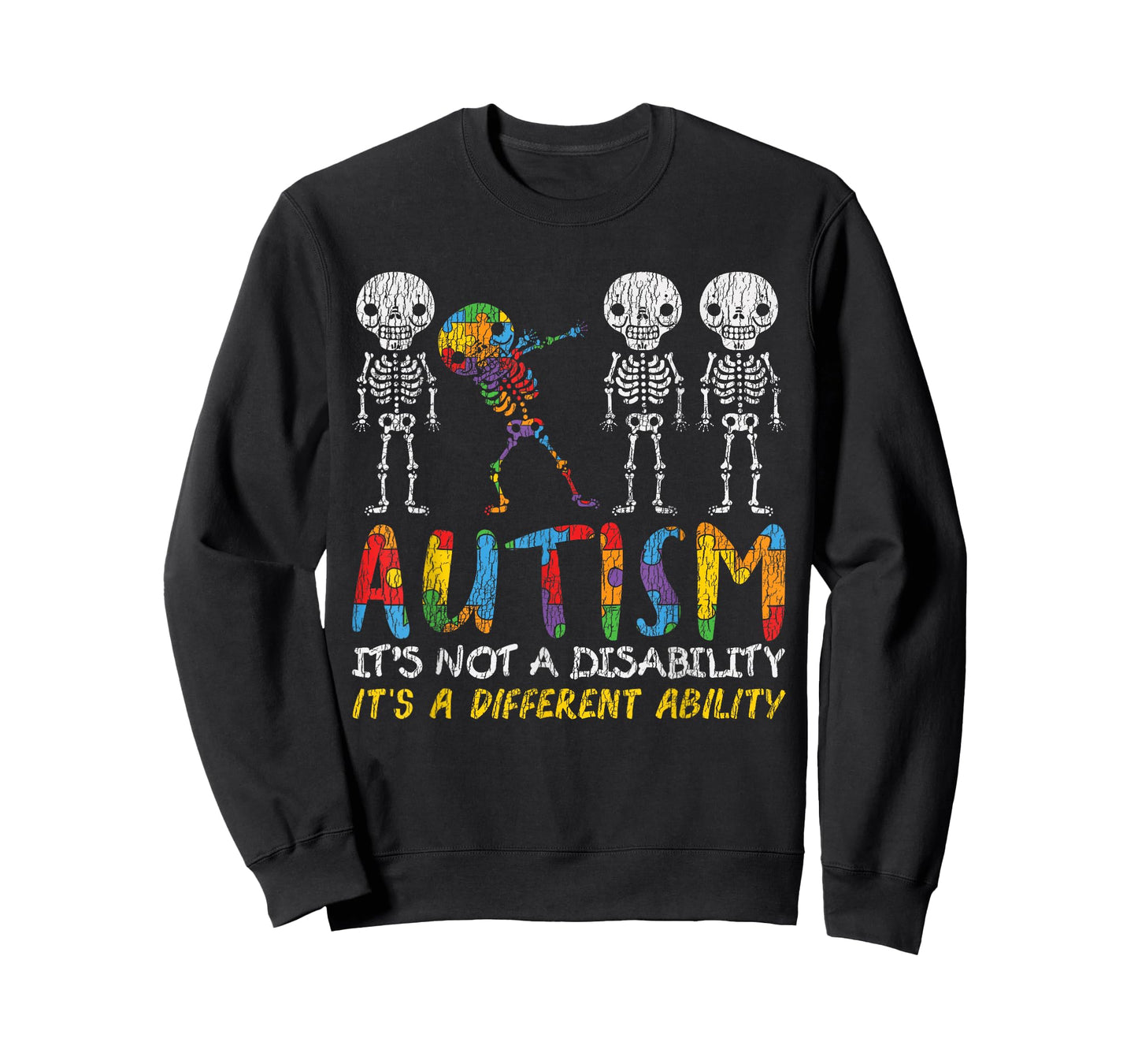 Autism Awerness - Skeleton Dabbing Autistic Kids Awareness T-Shirt
