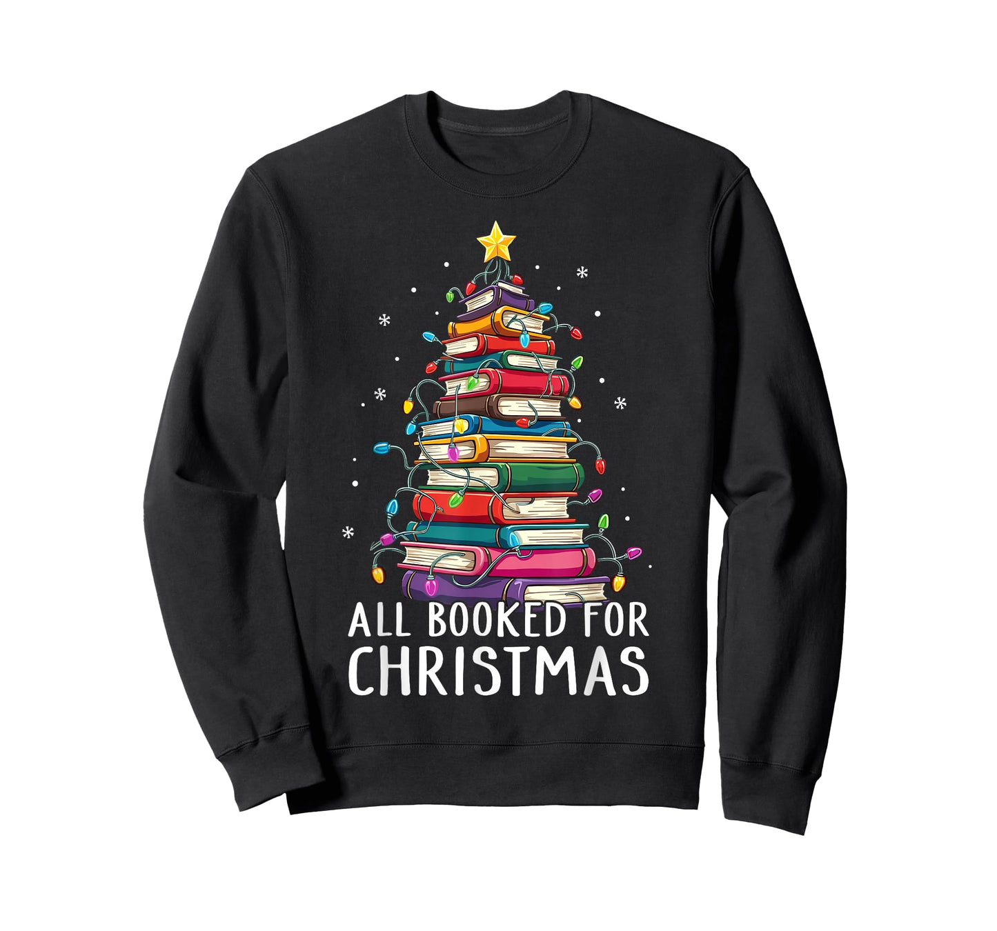 All Booked For Christmas Book Christmas Tree Lights T-Shirt