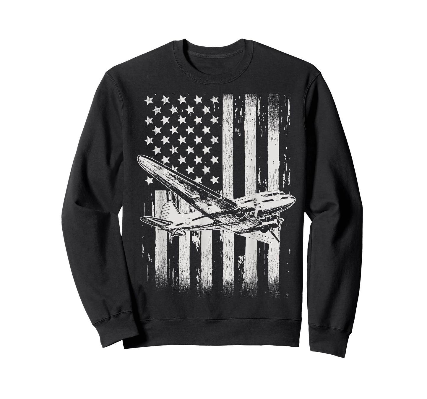 Vintage DC-3 Airplane American Flag Women Kids Men T-Shirt