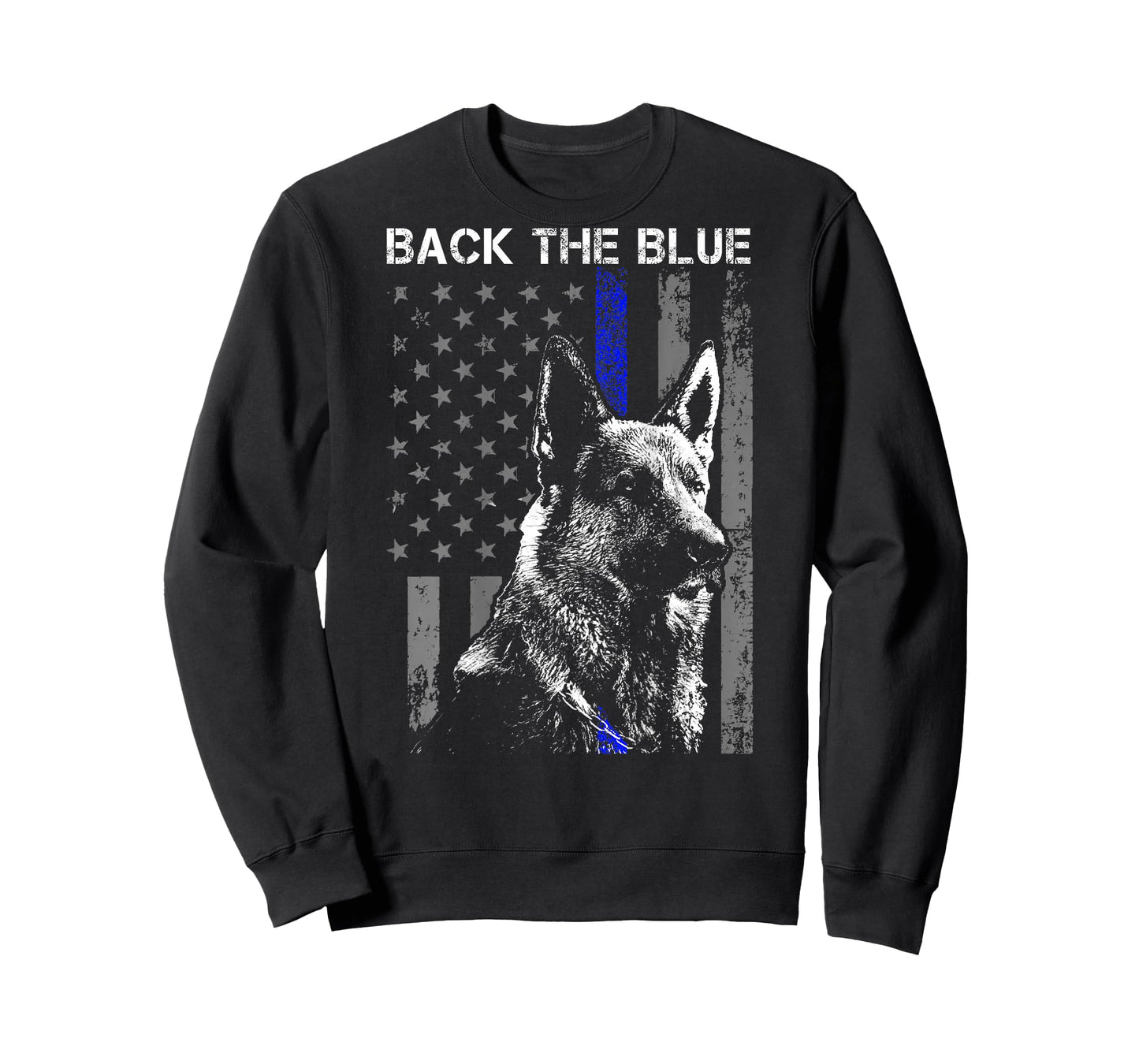 Back The Blue Thin Blue Line Flag K-9 German Shepherd Police T-Shirt