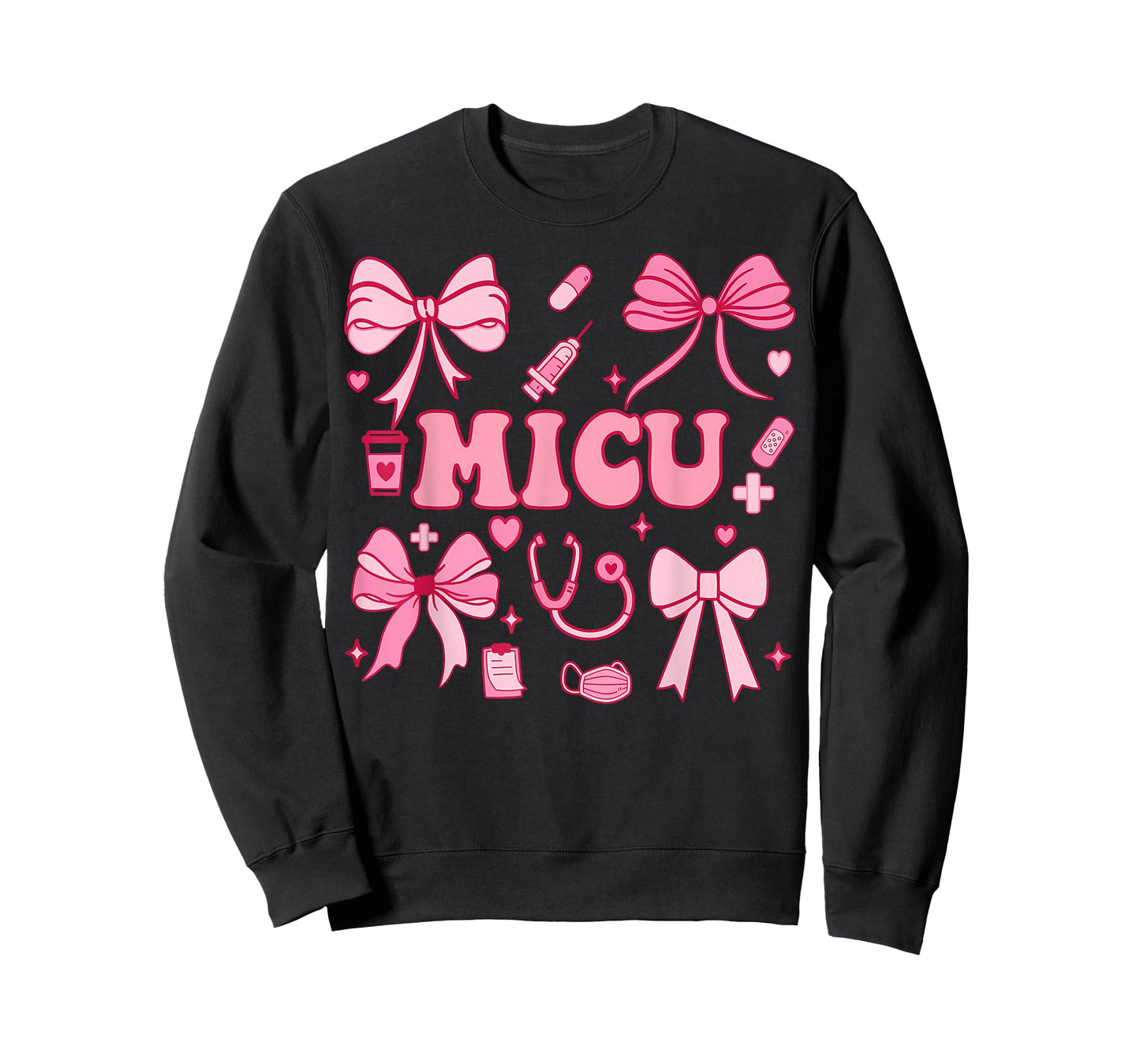 Coquette Bow MICU Nurse Medical Intensive Care Unit Heart T-Shirt