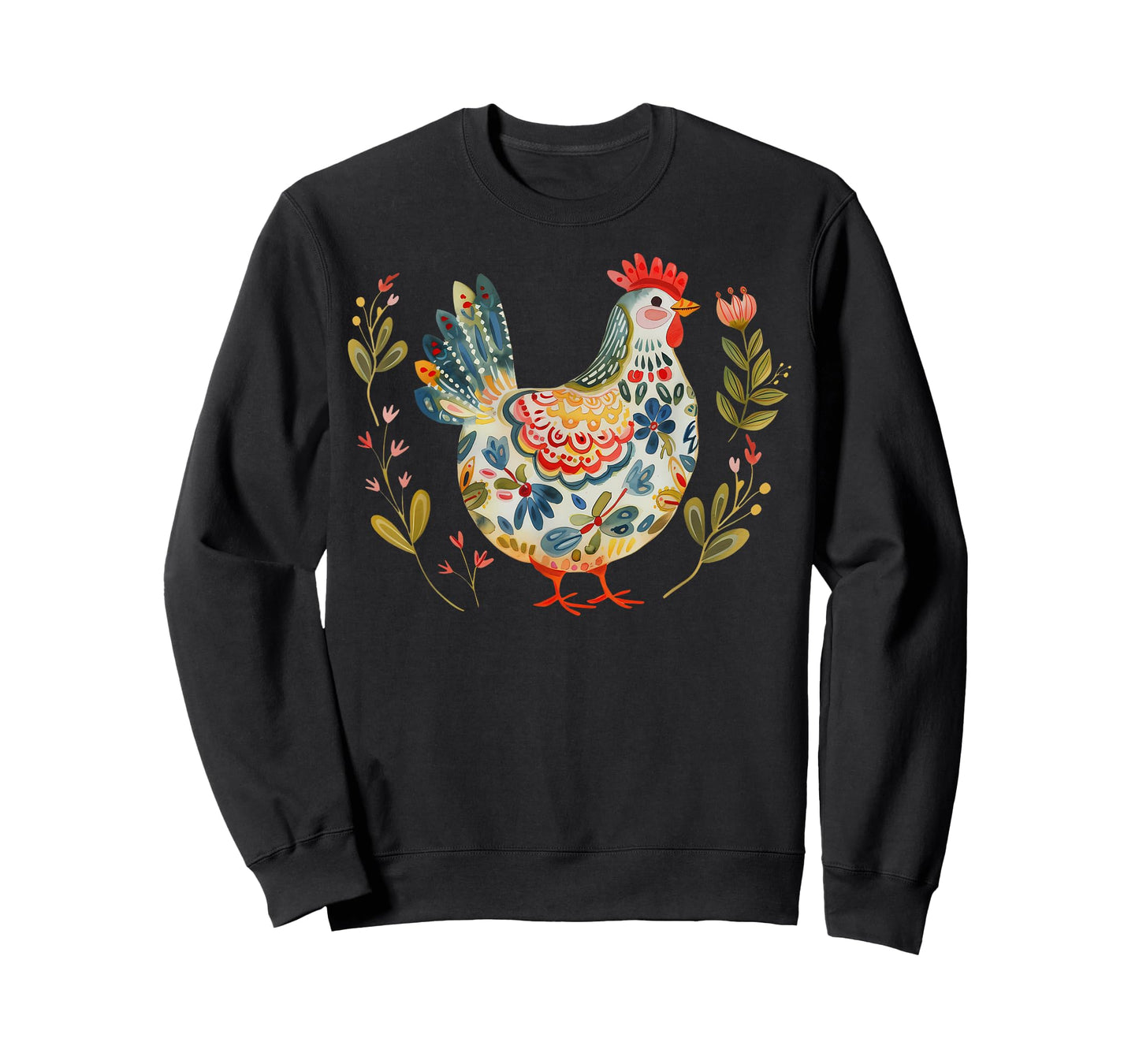 Chicken Boho Flower Folk Art Floral Farmer Chicken Lover T-Shirt