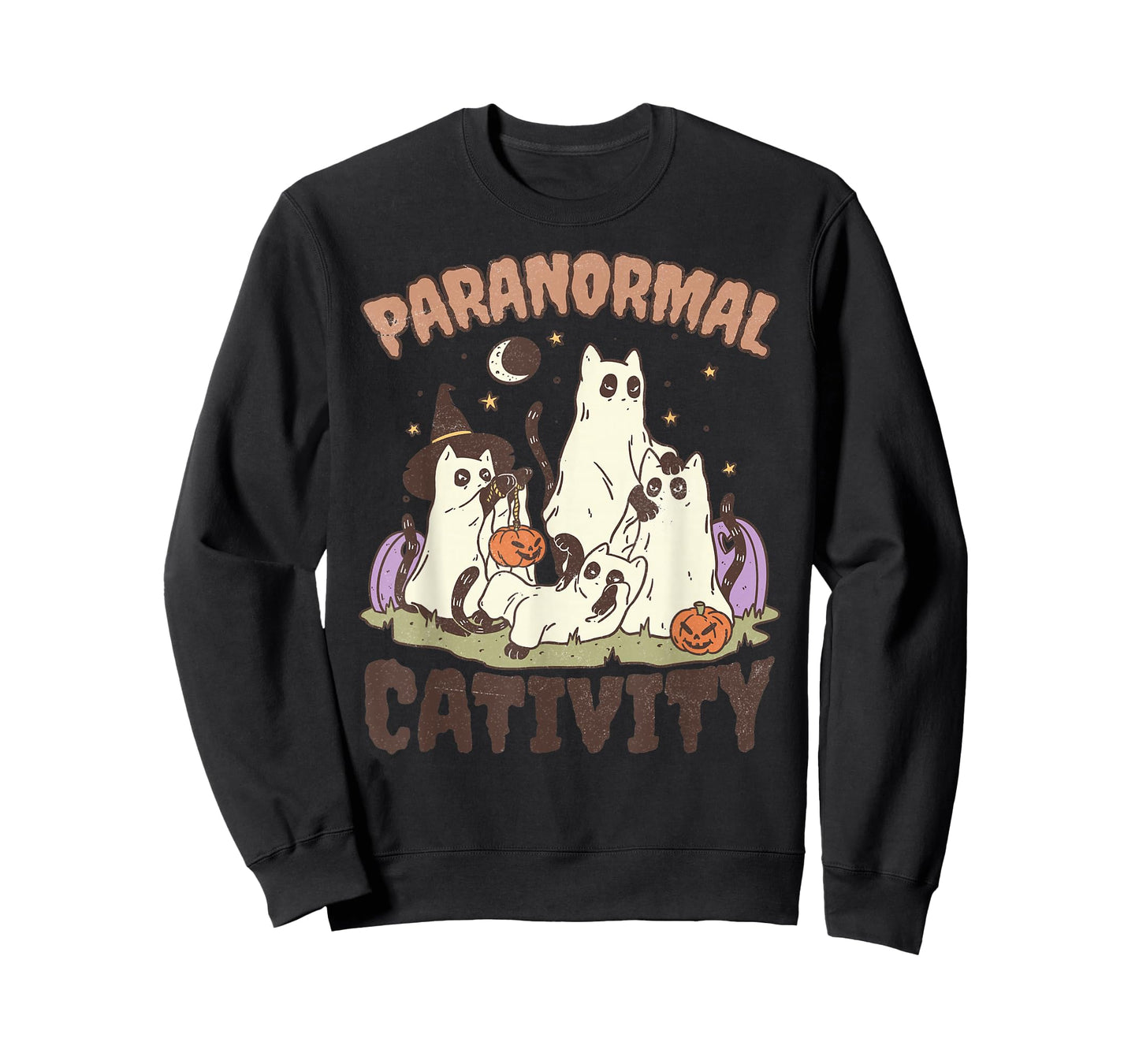 Paranormal Cativity, Cute Retro Halloween Black cat Ghost T-Shirt