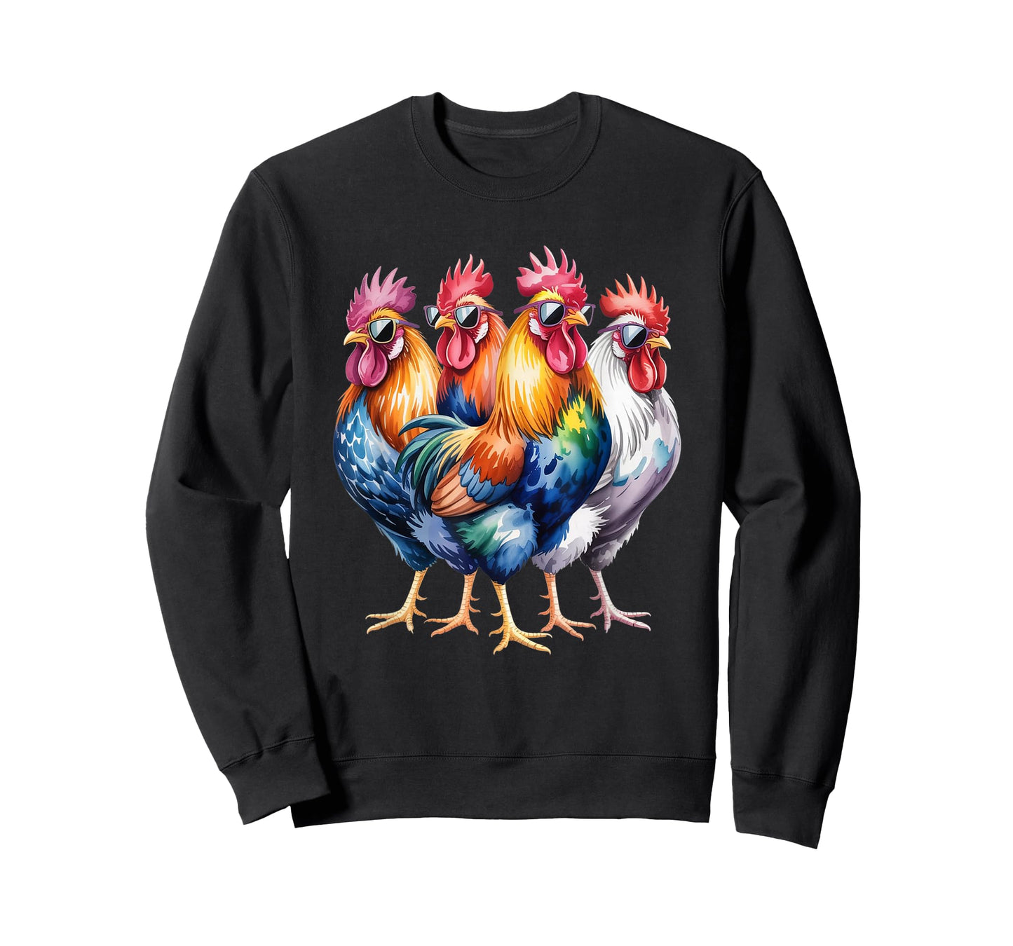 Cool Roosters with Sunglasses Colorful Chicken Farm Humour T-Shirt