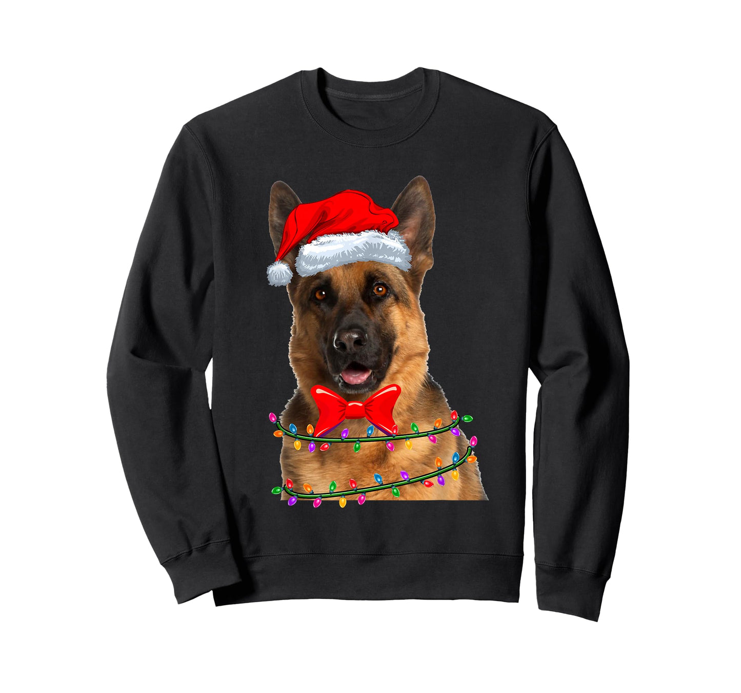 Christmas Lights German Shepherd Wearing Xmas Hat Dog Lover T-Shirt