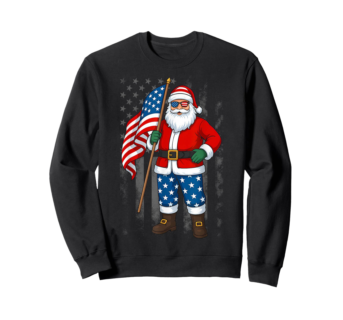 Santa USA American Flag Christmas In July Happy 4th Of July T-Shirt