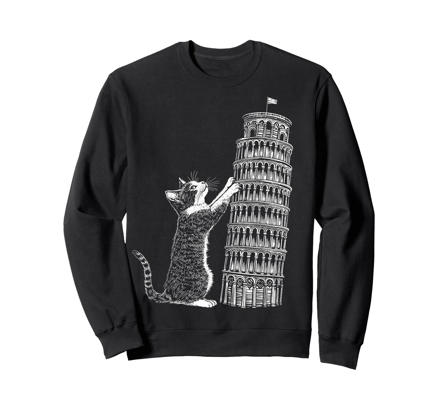 Cat Scratching the Leaning Tower of Pisa – Italy Funny Kitty T-Shirt