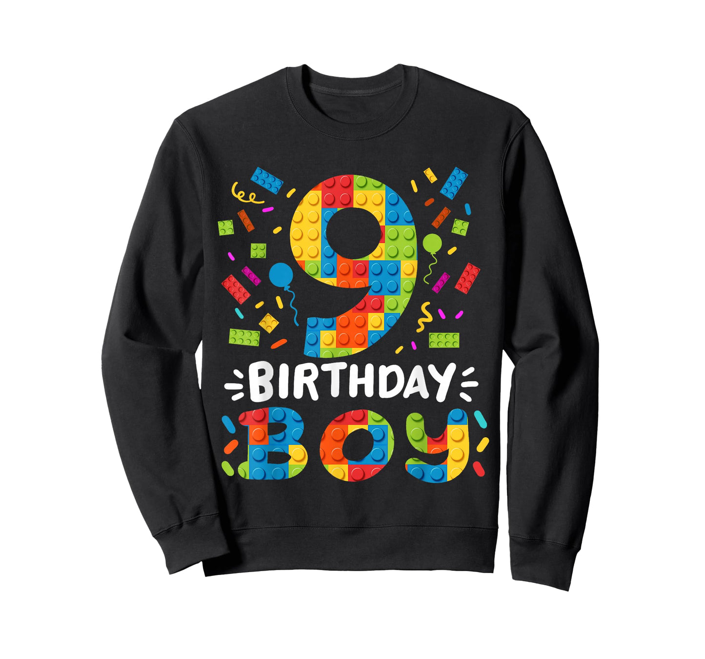Kids 9 Years Old Building Blocks Builder 9th Birthday Boys T-Shirt