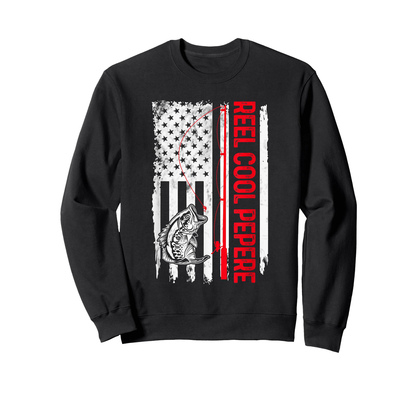Mens Reel Cool Pepere Fishing American Flag Funny Grandpa T-Shirt