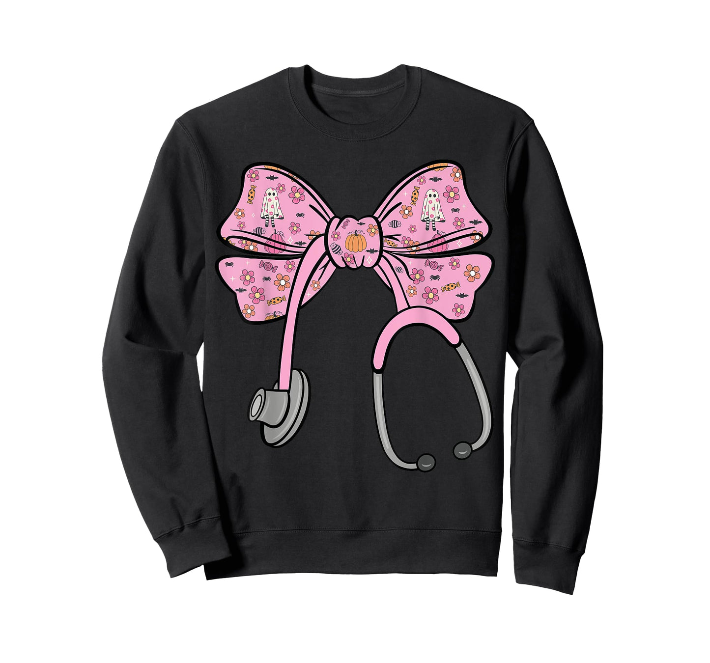 Cute Halloween Coquette Bow Stethoscope Cute Nurse T-Shirt