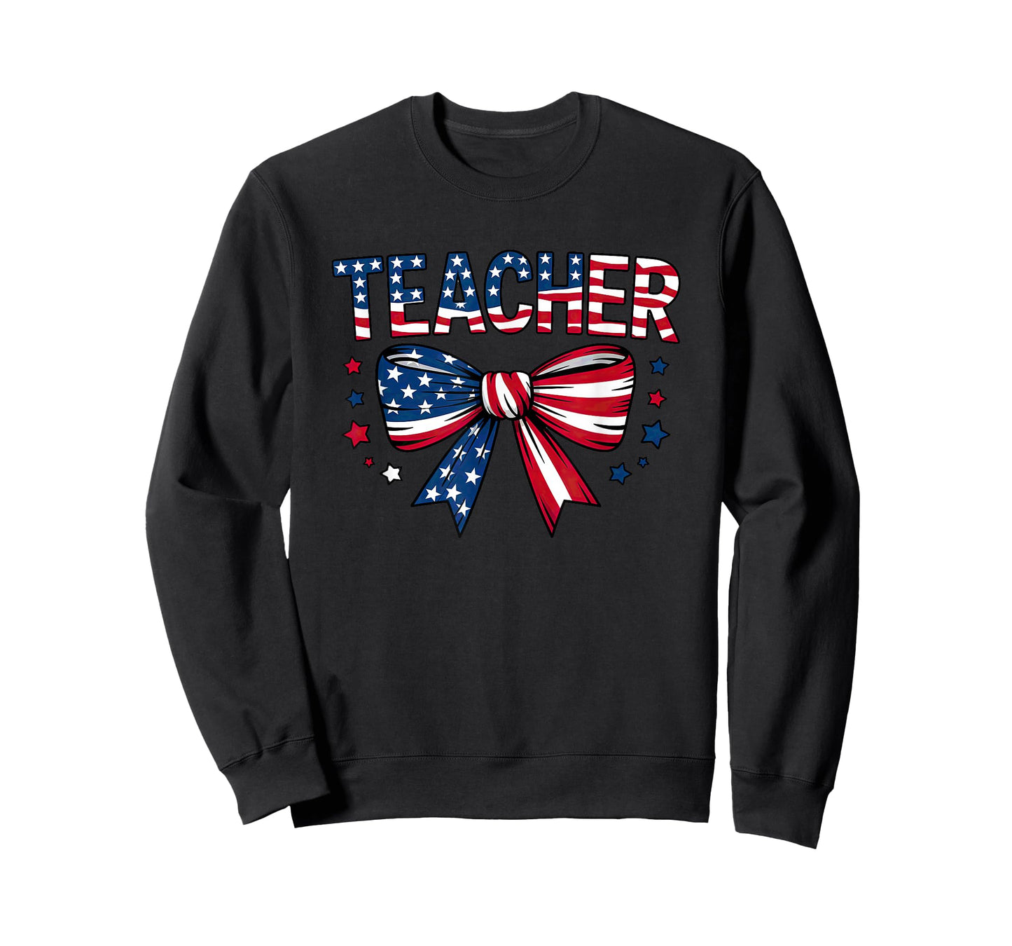 Teacher American Flag Bow Stars T-Shirt