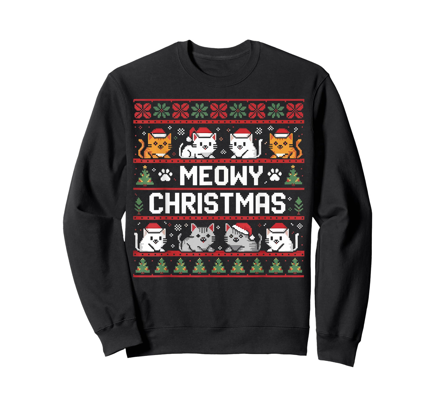 Meowy Catmas Cute Kitten Santa Hat Christmas Cat Lover T-Shirt