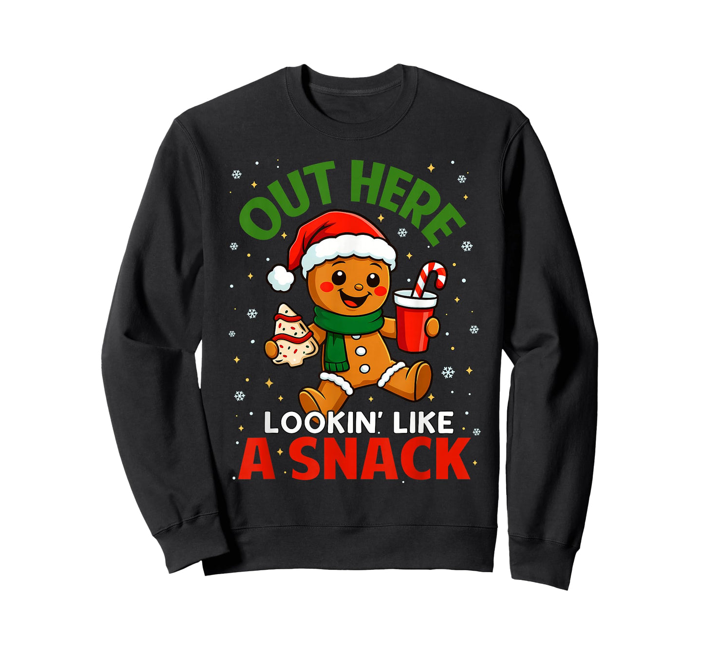 Out Here Looking Like A Snack Cute Gingerbread Christmas Kid T-Shirt