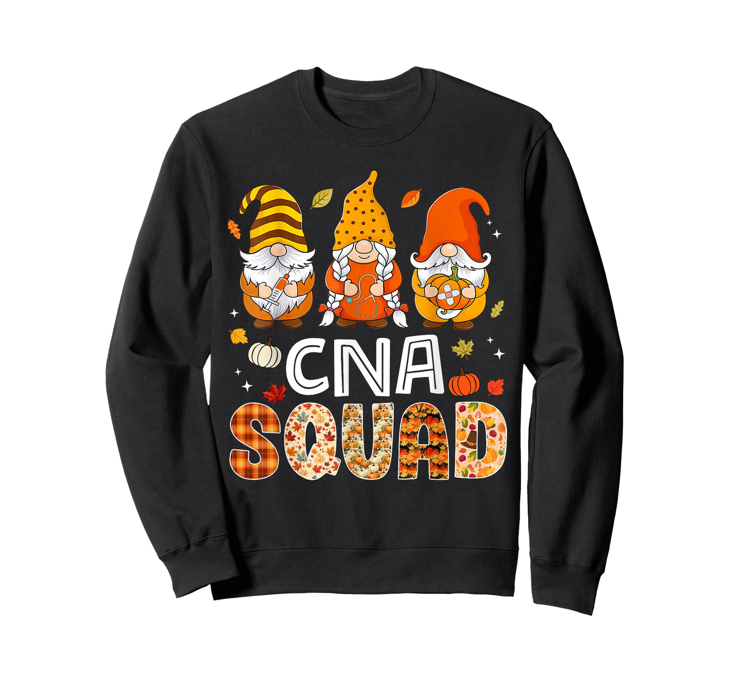 CNA Squad Gnome Nurse Leopard Thanksgiving Fall Stethoscope T-Shirt