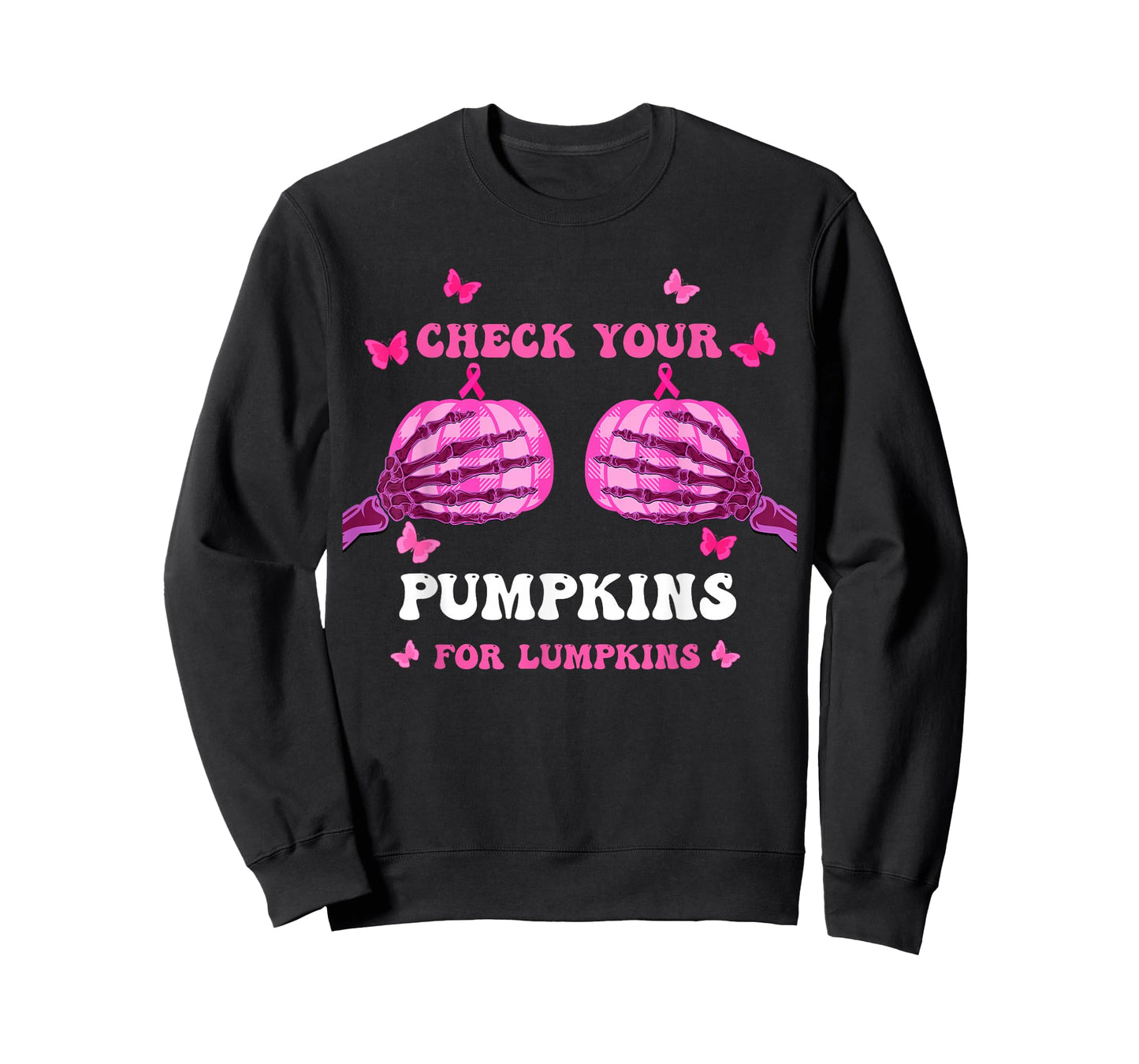 Check Your Pumpkins Breast Cancer Awareness Halloween Women T-Shirt