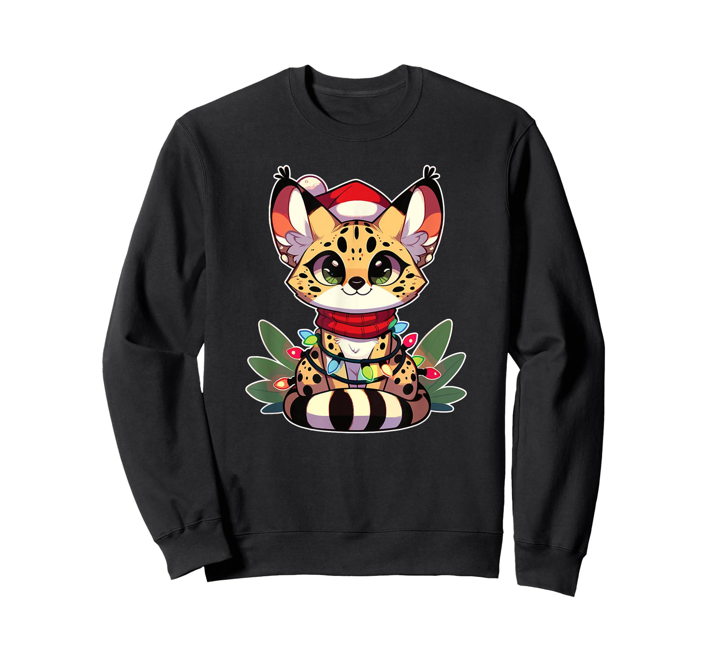 Christmas Fairy Lights Serval Cat T-Shirt for Men Women Kids