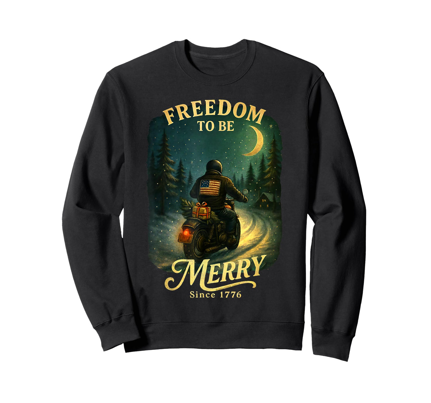 Vintage Patriotic USA Merry Christmas Motorcycle Rider T-Shirt