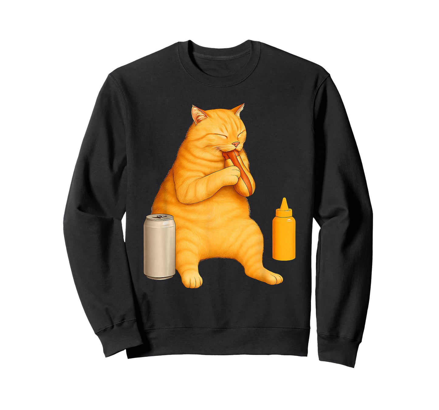 Funny Cat Eating Hot Dog for Foodies and Pet Lovers T-Shirt