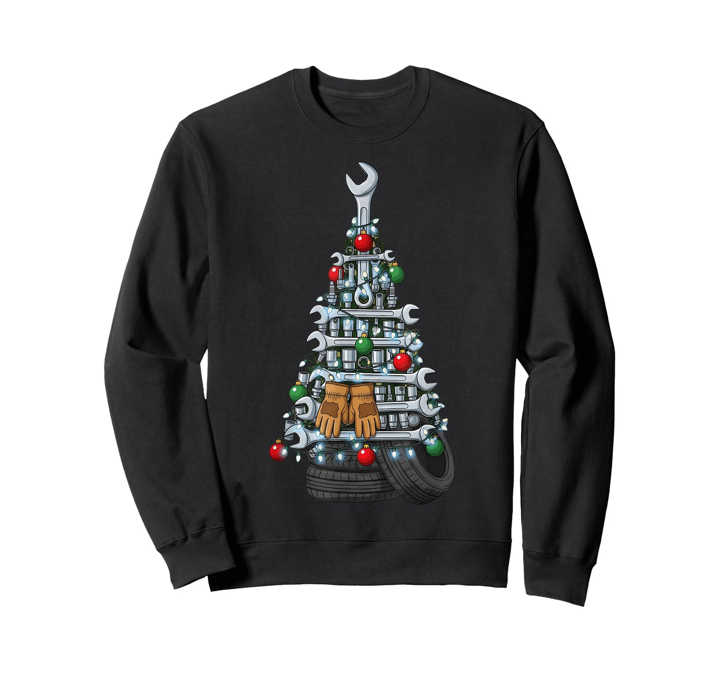 Christmas Mechanic Tools Ornaments Lights Xmas Tree Men T-Shirt