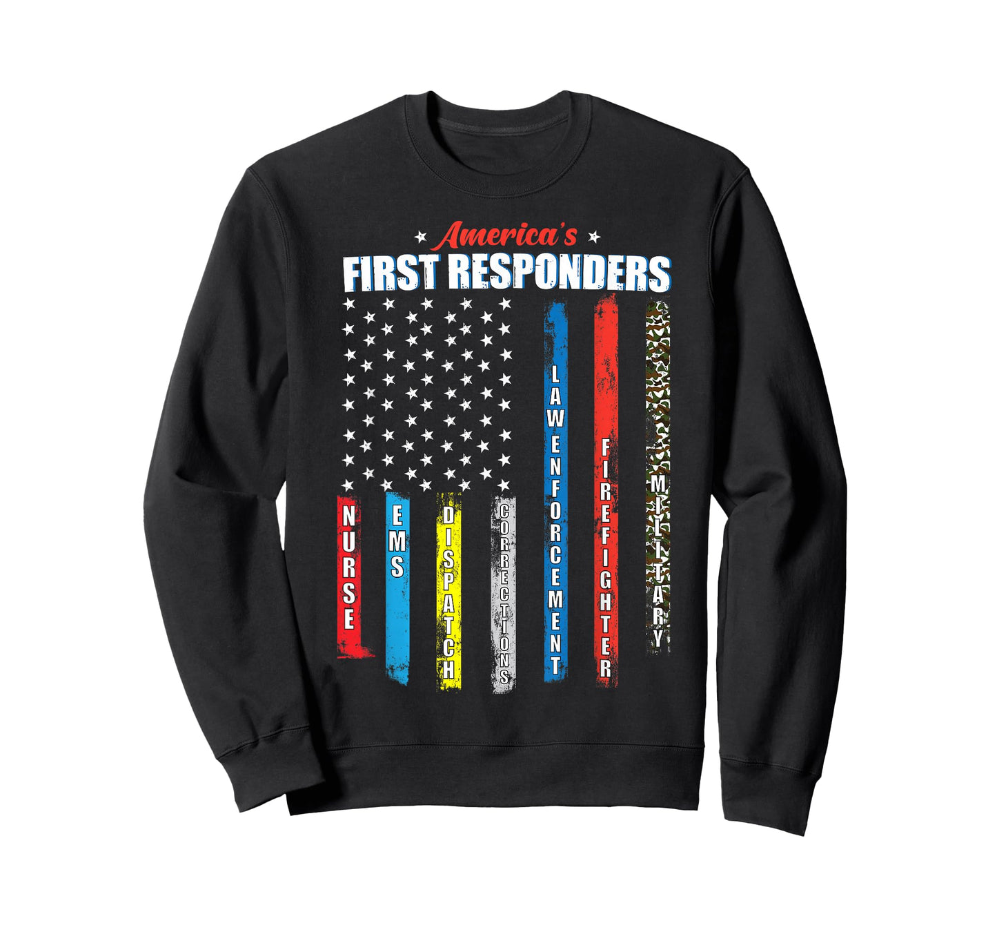 America's First Responders Patriotic Emergency Personnel USA T-Shirt