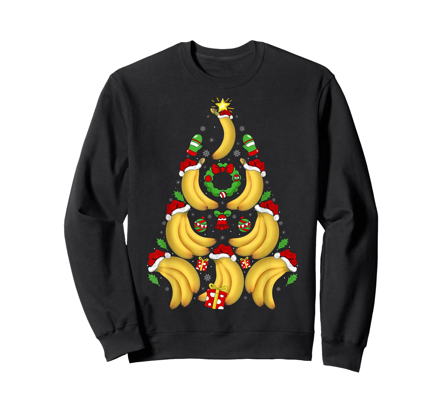 Banana Christmas Tree Lights Santa Hat Funny Banana Xmas T-Shirt