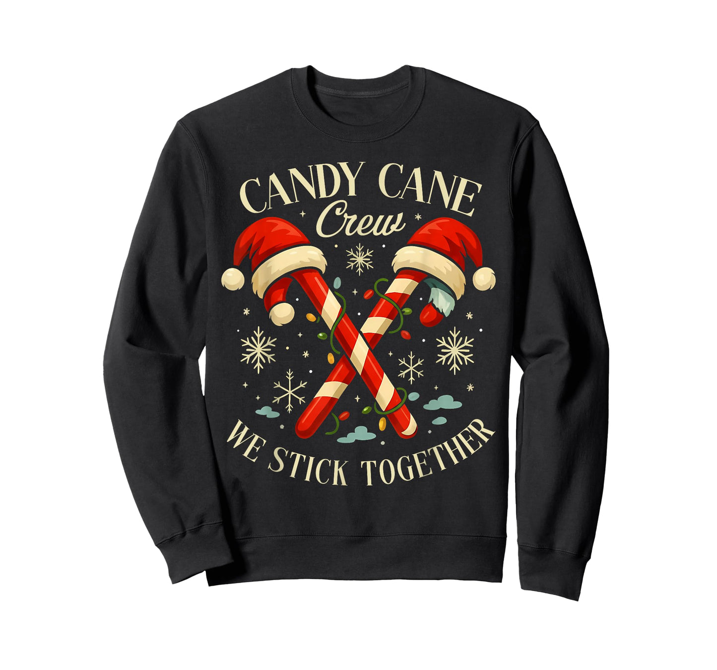Candy Cane Crew We Stick Together Christmas Costume Xmas T-Shirt