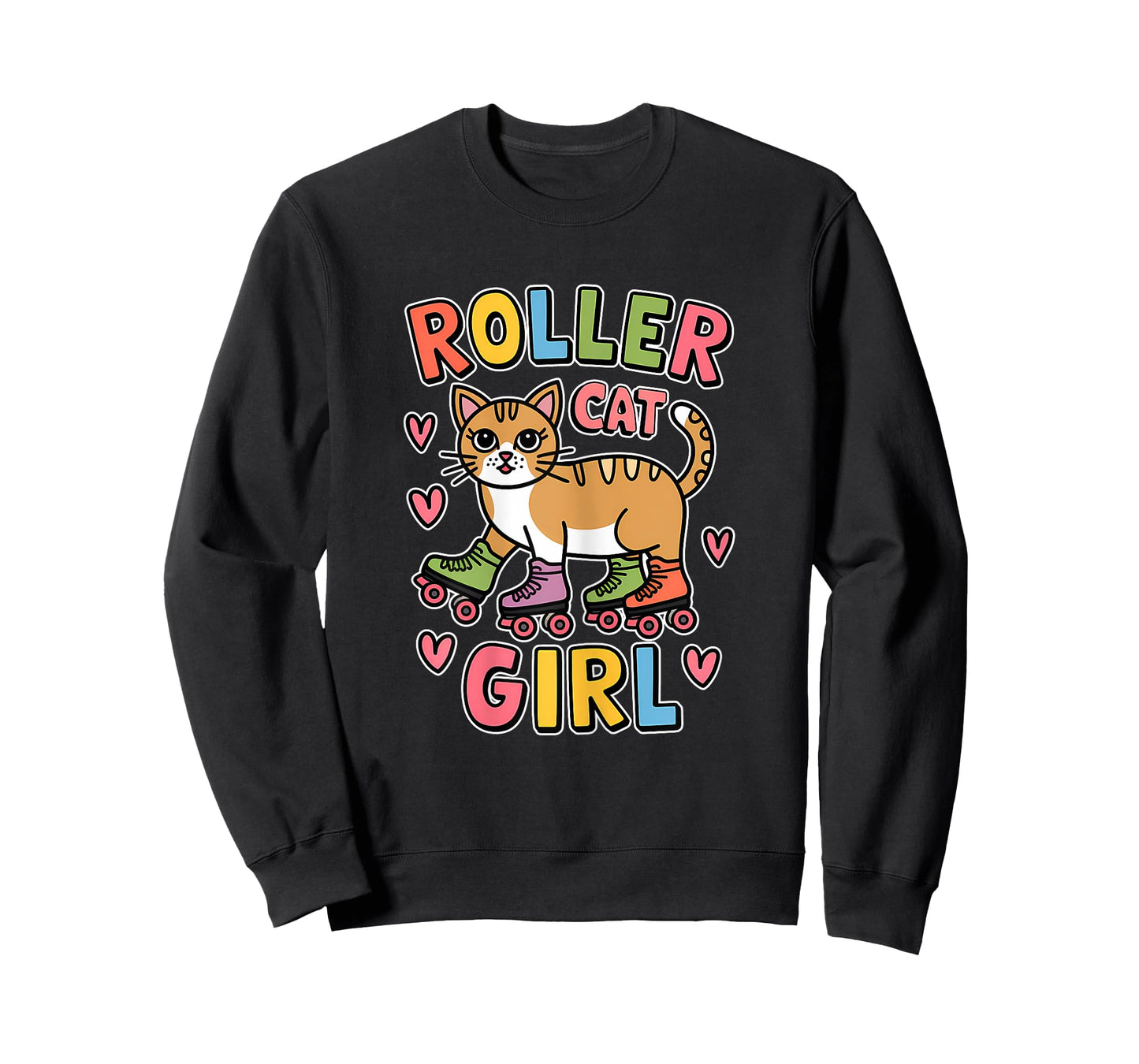 Roller Cat Girl Skating Cat Funny Roller Skating T-Shirt