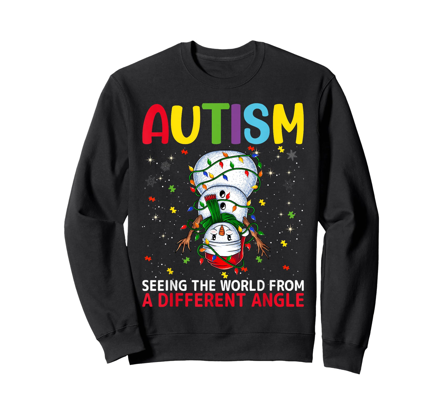 Autism Awareness Snowman Christmas Autistic Xmas Day Pajama T-Shirt