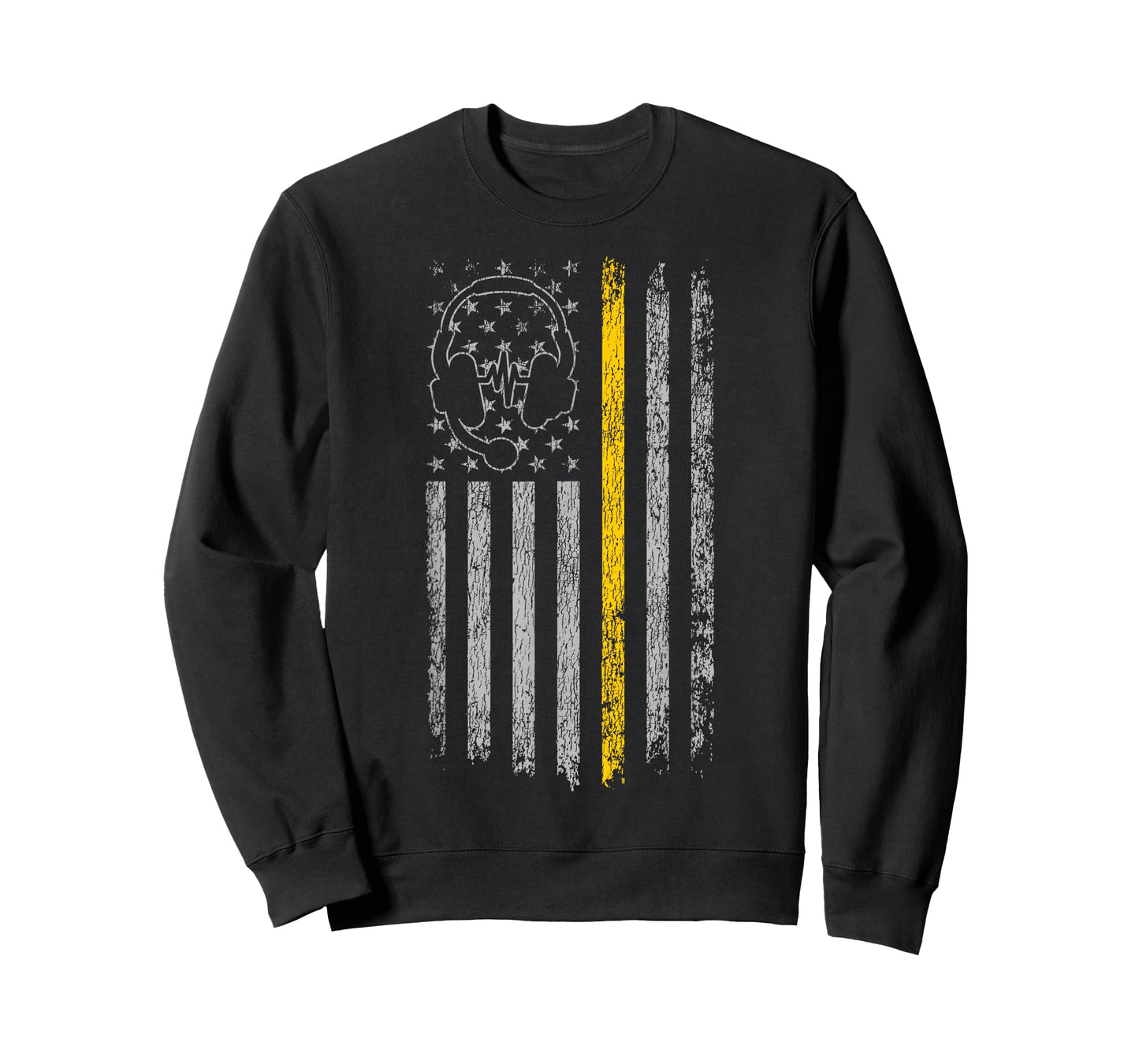 911 Police Dispatcher Job Appreciation HD0 911 Dispatcher Thin Gold Yellow Line American Flag T-Shirt