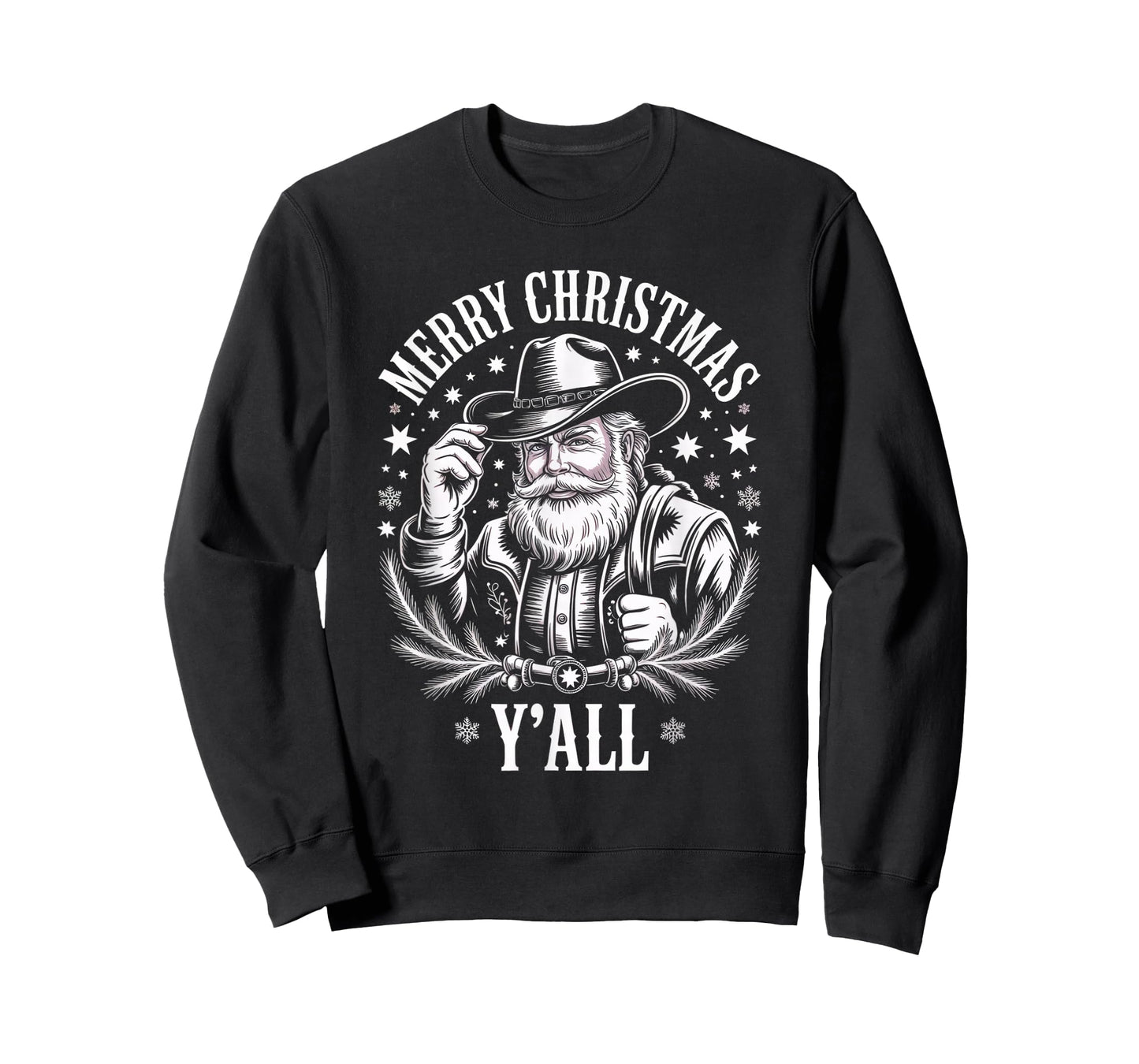 Cowboy Santa Claus Merry Christmas Y'all Western Country T-Shirt