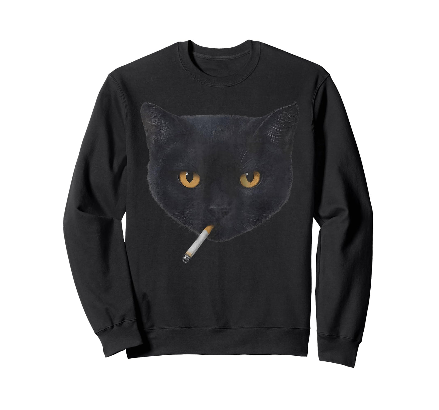 Funny Smoking Black Cat Face Meme T-Shirt