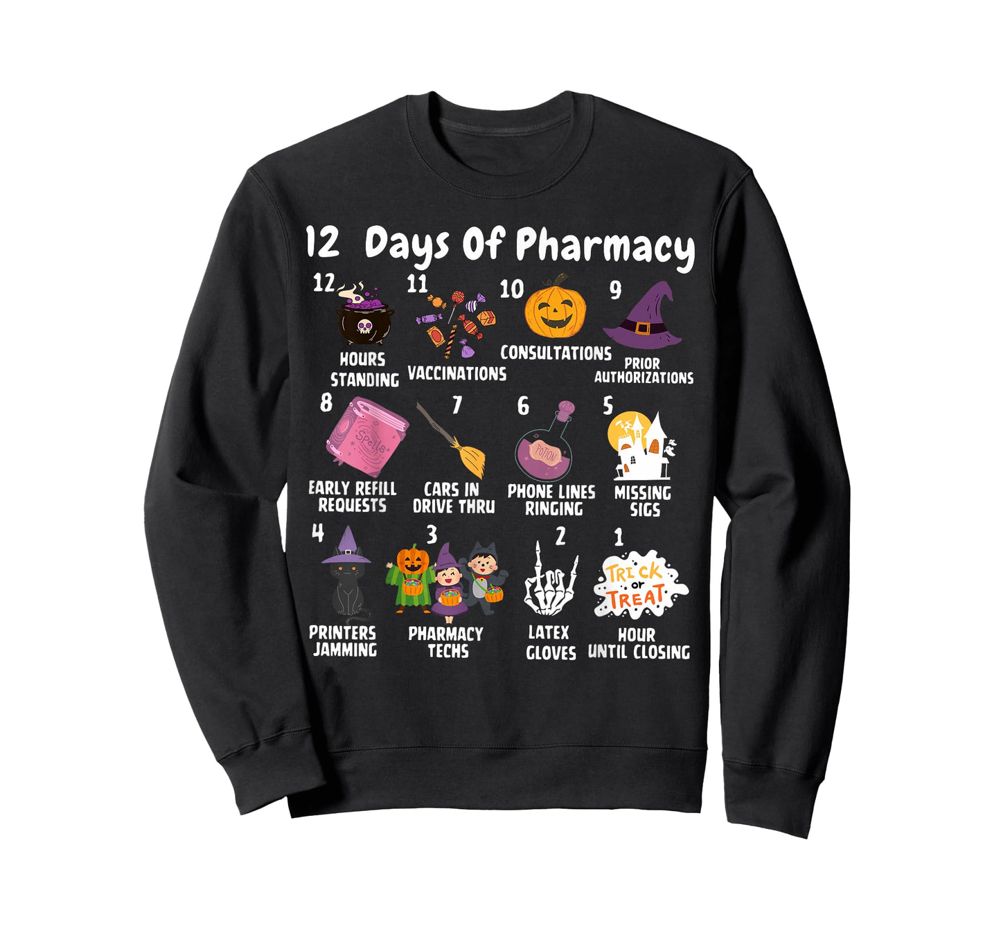 12 Days Of Pharmacy Halloween Pharmacists Tech Spooky Season T-Shirt