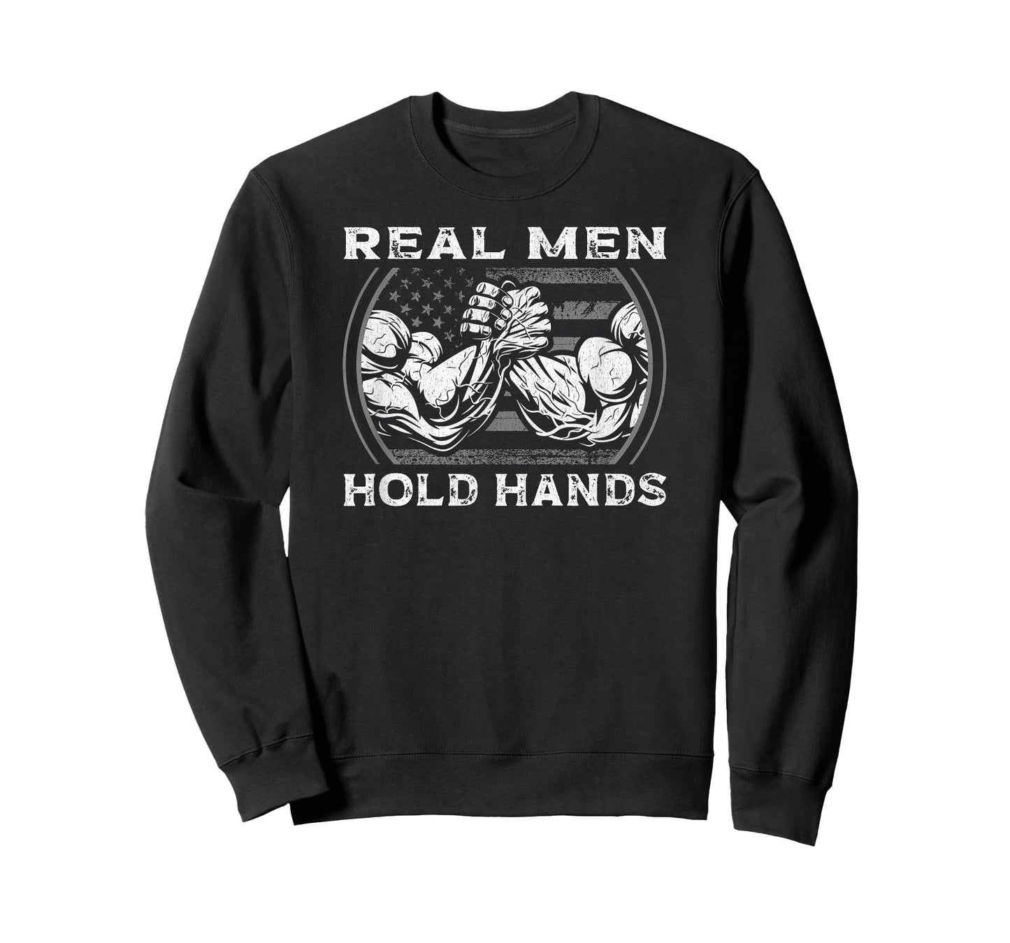 Real Men Hold Hands USA Flag Funny Arm Wrestling T-Shirt