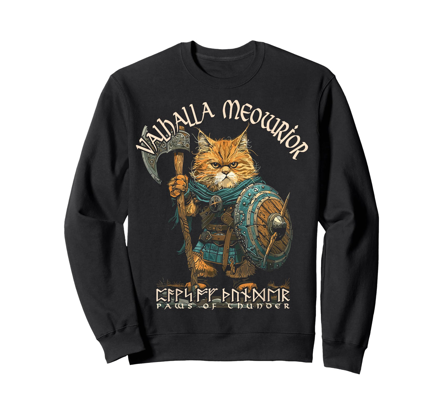 Nordic Norse Valhalla Viking Cat Warrior for Women Men Kids T-Shirt