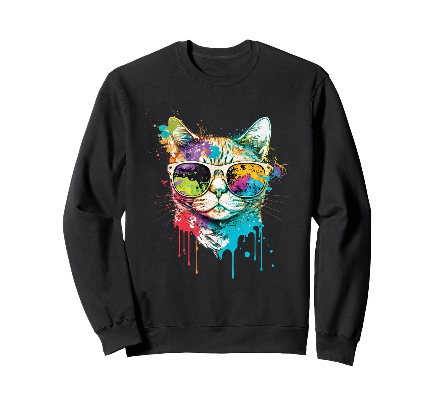 Colorful Cool Cat Tee – Retro Sunglasses Streetwear Cat T-Shirt