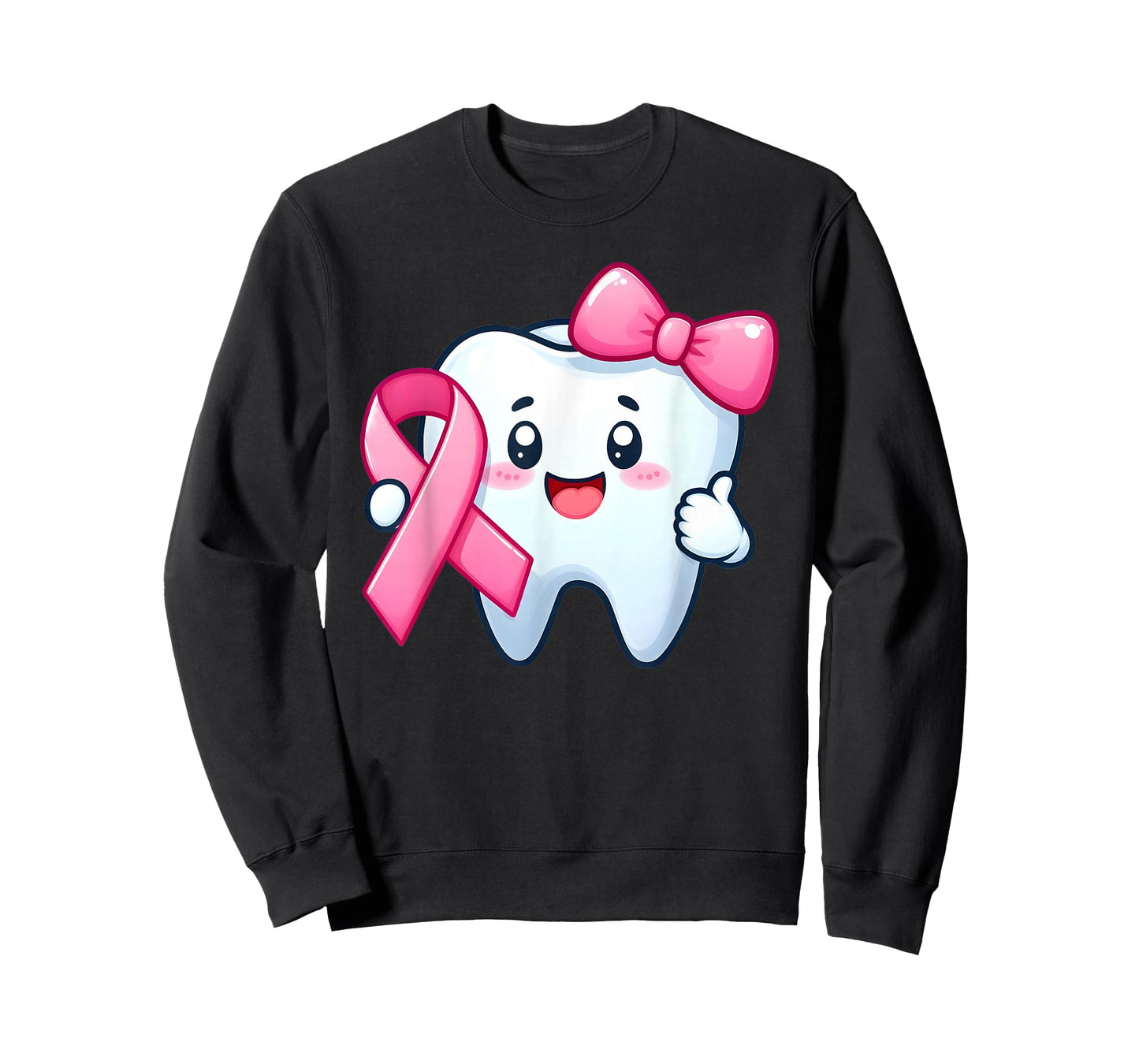 Cute Tooth Dentist Breast Cancer Awareness Month Pink Ribbon T-Shirt