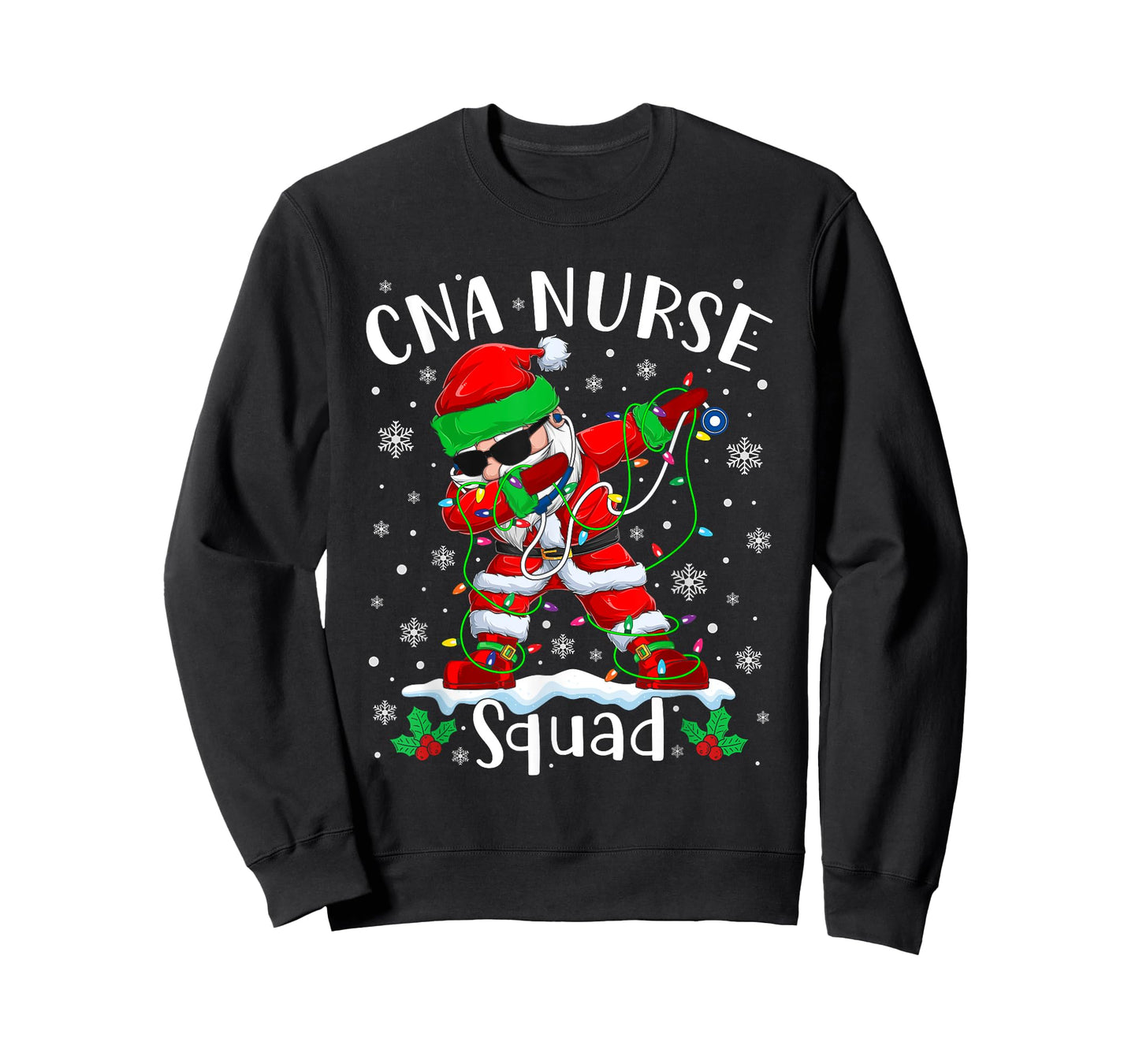 CNA Nurse Squad Christmas Dabbing Santa Nurse Xmas Pajama T-Shirt