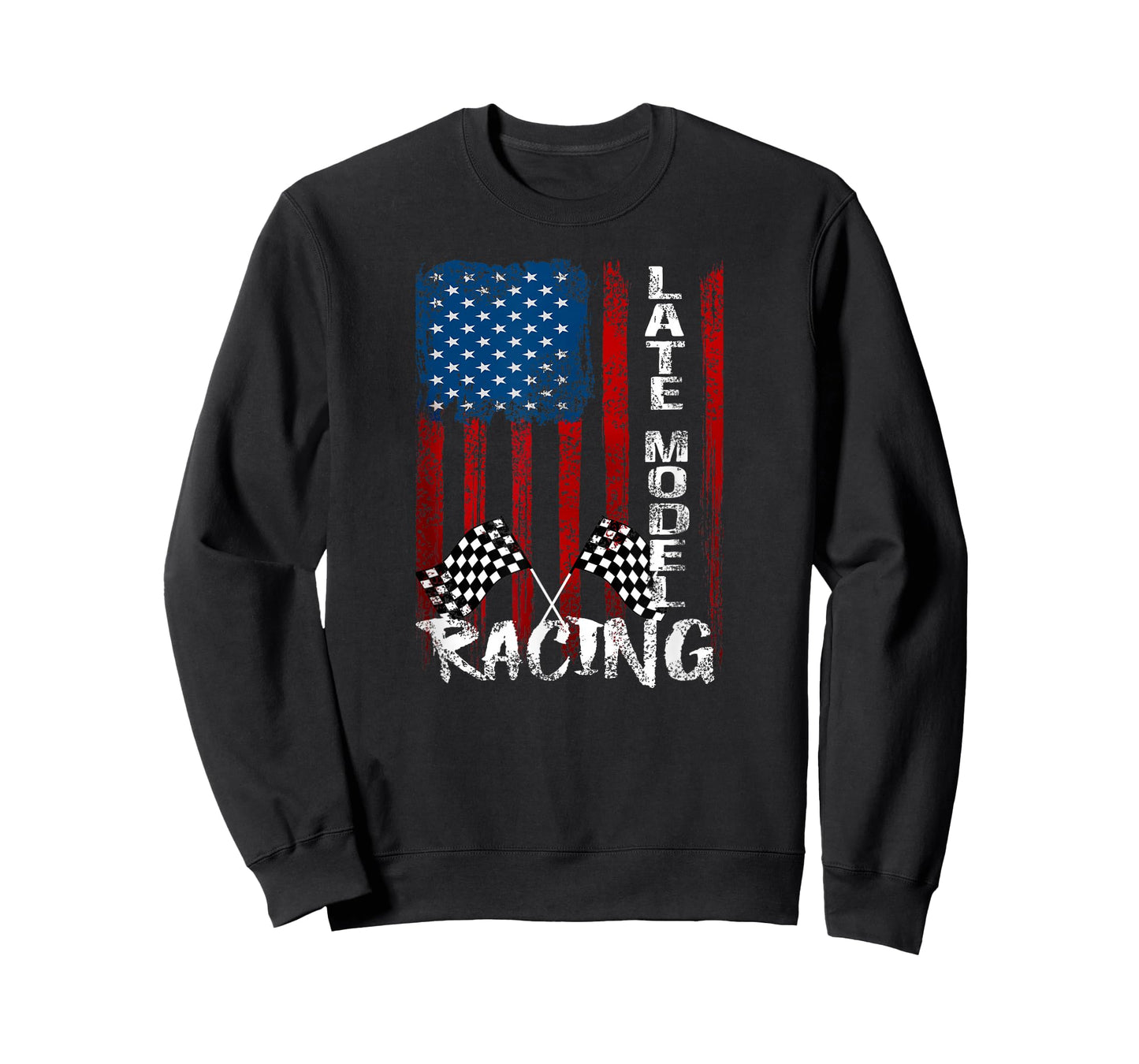 Late Model Racing Dirt Track Race Car American Flag USA T-Shirt
