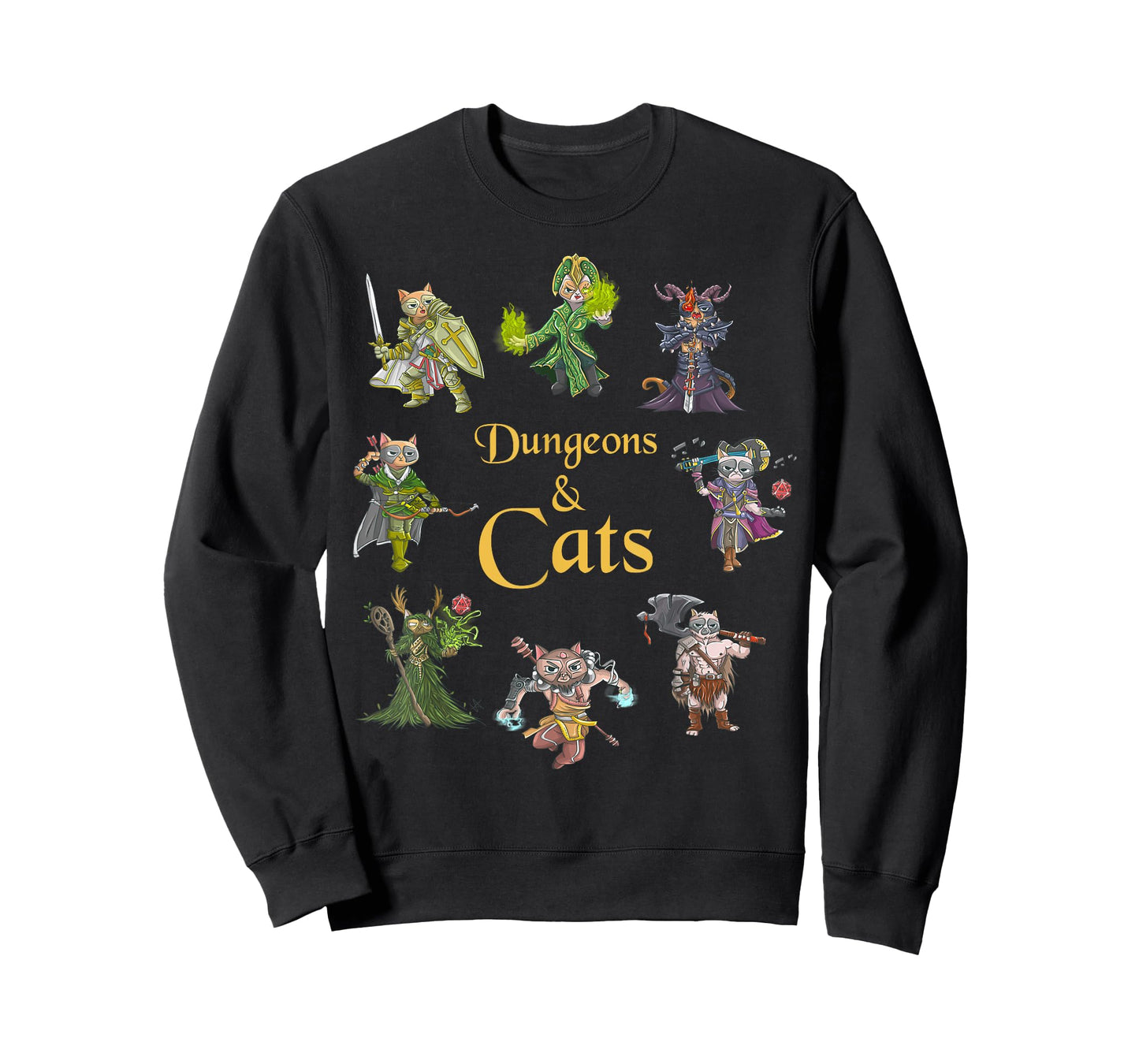 Dungeons And Cats Funny Cute Tabletop Gaming Geek Roleplay T-Shirt